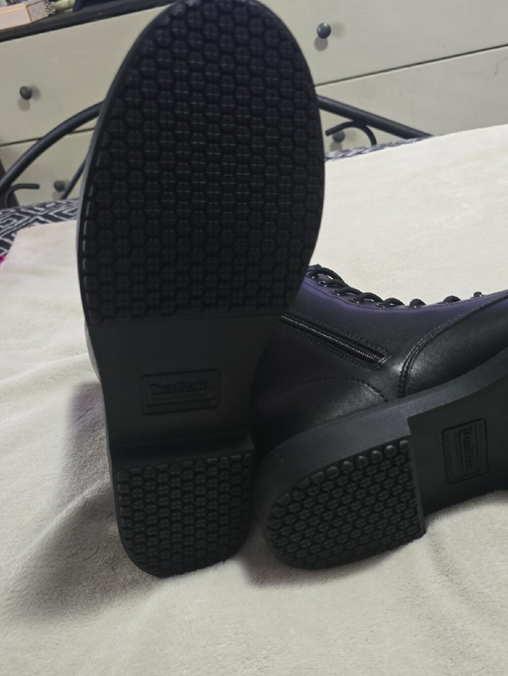TredSafe Women's Black Lace-Up Combat Boots - Picture 6 of 7